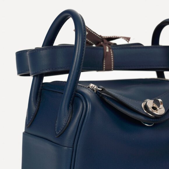 Hermes Lindy II Mini Verso Bleu Navy & Bleu Frida Swift PHW Shoulder Bag - Picture 7 of 14